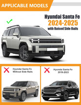 Lockable Roof Rack Cross Bars with Raised Side Rails For Hyundai Santa Fe 2024 2025